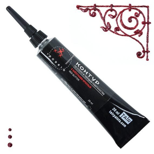 Контур по стеклу Таир, туба 20 мл, Красный с блестками