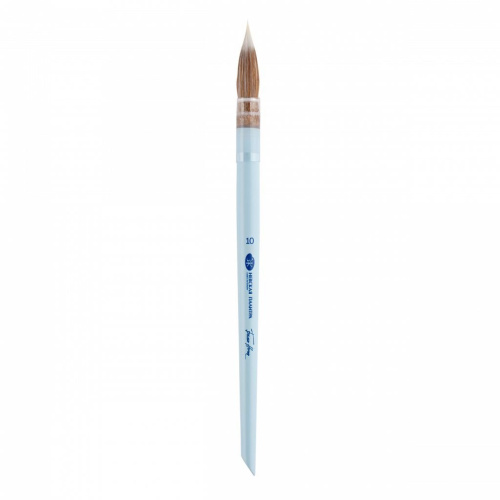 Кисть из колонка и белой синтетики №10 круглая "Белые ночи" ручка короткая голубая матовая со скосом