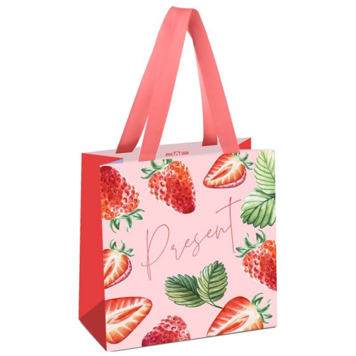 Пакет подарочный MESHU "Strawberry" 20*20*10 см