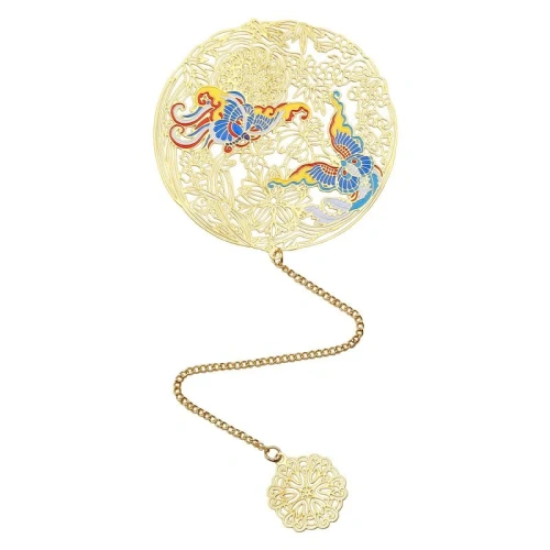 Закладка для книг с подвеской "Бабочки среди цветов" (латунь)