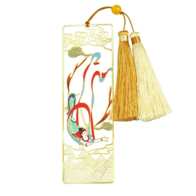 Закладка для книг с двумя кисточками "Дуньхуан. Летящая в небе" (латунь)