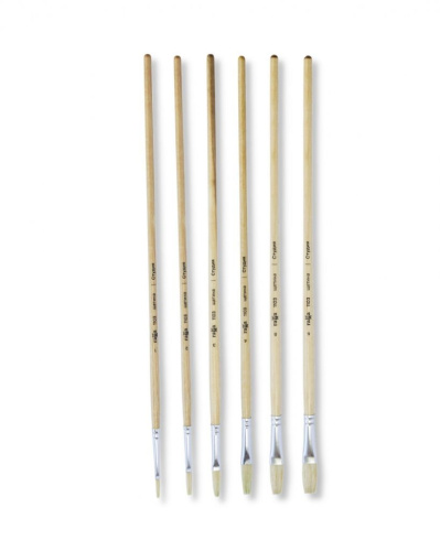 Кисть щетина №4 плоская, удлиненный ворс Гамма "Студия" длинная ручка