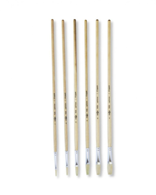 Кисть щетина №4 плоская, удлиненный ворс Гамма "Студия" длинная ручка