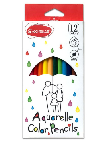Набор карандашей акварельных цветных Acmeliae 12 цв.+кисточка