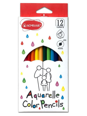 Набор карандашей акварельных цветных Acmeliae 12 цв.+кисточка