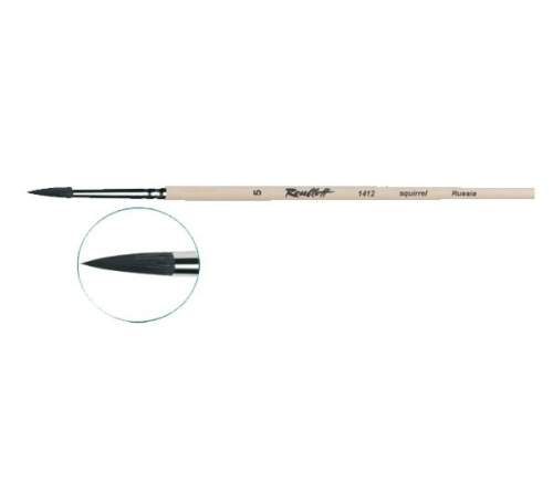 Кисть белка №4 круглая Roubloff "1412" длинная ручка п/лак