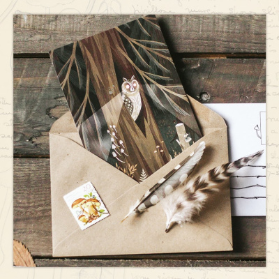 Открытка Дворникова А. "Ушастая сова"