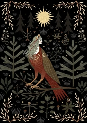 Открытка Дворникова А. "Алконост" (черный)