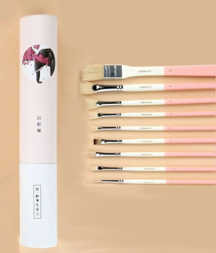 Набор кистей синтетика MIYA "Wild Animal" 9 шт, розовый