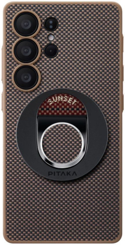 Чехол Pitaka PIN Button для Galaxy S25 Ultra кевлар коричневый
