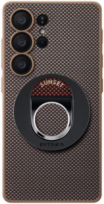 Чехол Pitaka PIN Button для Galaxy S25 Ultra кевлар коричневый