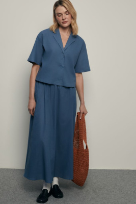 Укороченная блузка из хлопка и льна