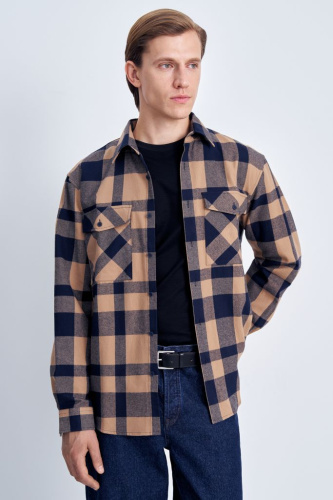 Рубашка прямого силуэта в клетку