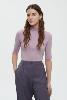 Джемпер с коротким рукавом и воротником-стойкой