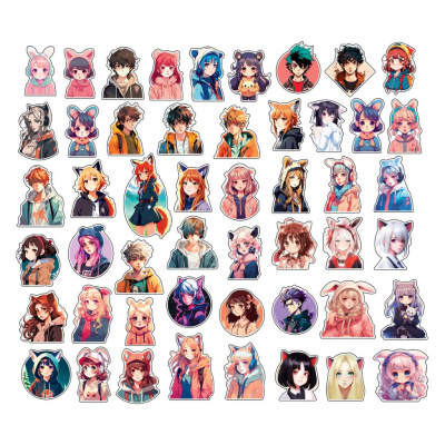 Наклейки ПВХ MESHU "Neko", 50 шт