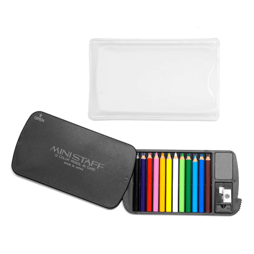 Набор мини-карандаши цветные Talent Toys 12 шт в пенале черном