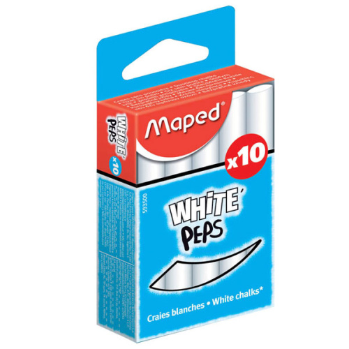 Набор мелков Maped "White peps" 10 цв круглые, формула "без грязи"