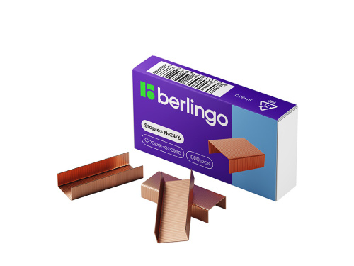Скобы для степлера Beringo №24/6 1000 шт, медные