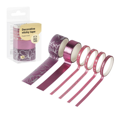 Набор клейких декоративных лент MESHU "Purple mood", 6 шт