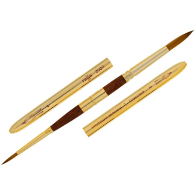 Кисть синтетика имитация колонка двухсторонняя, круглая №3, круглая №6 "Классика" складная ручка