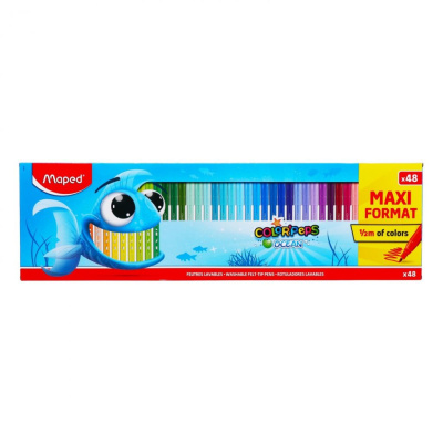 Набор фломастеров суперсмываемые MAPED "COLOR'PEPS OCEAN" 48 цветов, картонная упаковка