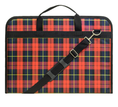 Папка на молнии А3 ткань "Шотландка" наплечный ремень