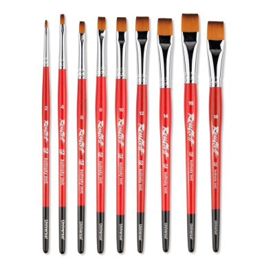 Кисть синтетика имитация колонка №2 плоская Roubloff "1S24" ручка фигурная