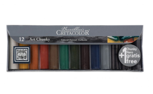 Набор цветных угольных брусков Cretacolor "ART CHUNKY", 10 цветов + угольный брусок большого размера