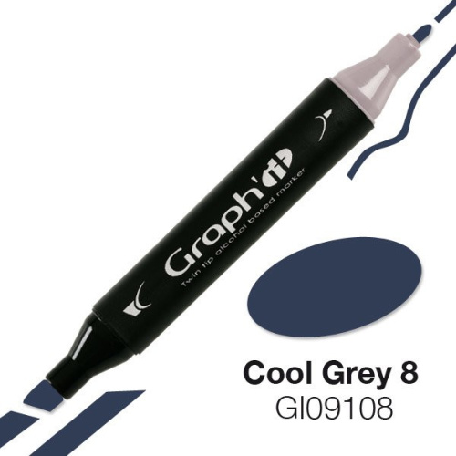 Маркер спиртовой GRAPH'IT двусторонний цв. 9108 серый холодный 8
