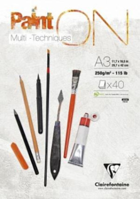 Блокнот-cклейка для различных техник рисования Clairefontaine "Paint ON" 29,7х42 см 250 г