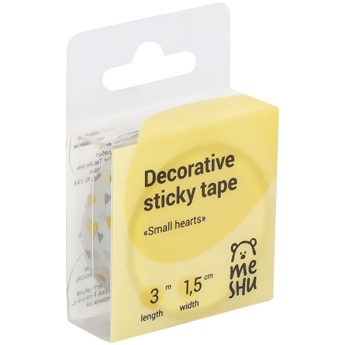 Клейкая лента декоративная MESHU "Small hearts", 1,5 см*3м