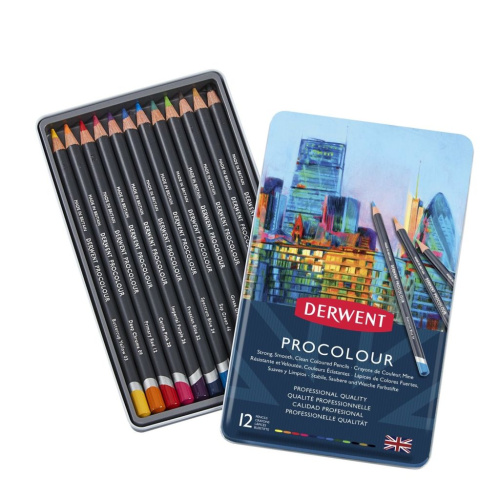 Набор карандашей цветных Derwent "Procolour" 12 цв в метал. коробке