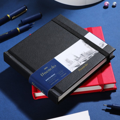 Блокнот для зарисовок Finenolo 12*12 см 40 л 160 г, твердая обложка черный