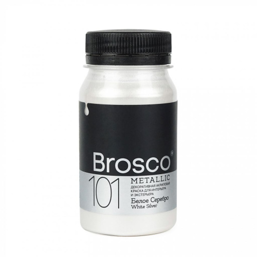 Краска декоративная Brosco 100 мл Белое Серебро