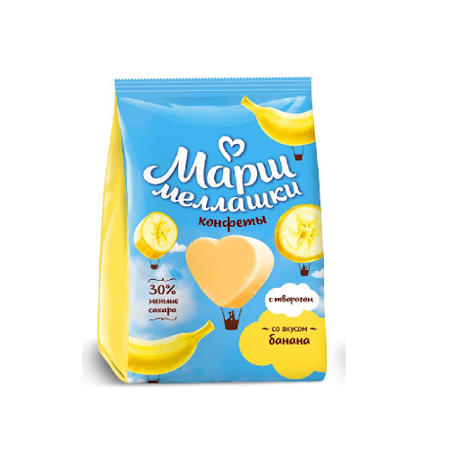 Конфеты Маршмеллашки со вкусом банана, Рот Фронт, 140 гр.