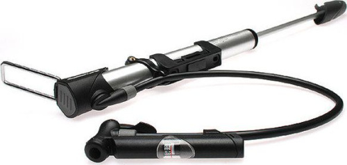 Компактный насос GIYO GM-61 с манометром, шлангом и ножным упором (серебристый)