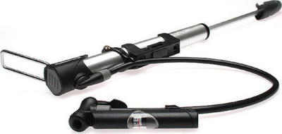 Компактный насос GIYO GM-61 с манометром, шлангом и ножным упором (серебристый)