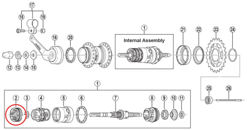 Тормозные колодки для велосипеда для планетарной втулки Shimano 3C41 (серый)