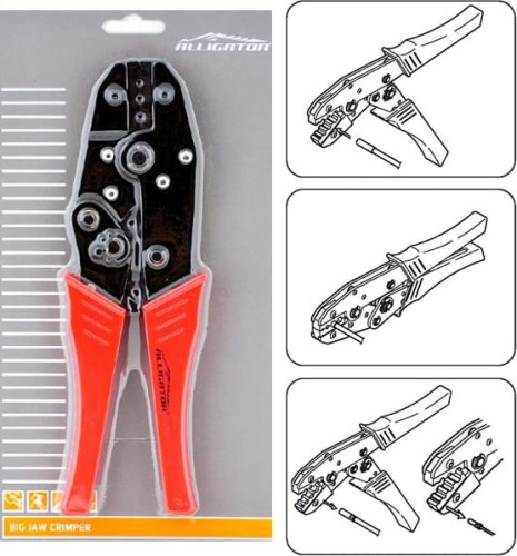 Клещи для обжима наконечников тросов Alligator LY-T08-DIY (красный / черный)