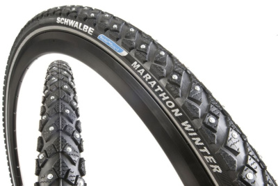Велопокрышка шипованная Schwalbe Marathon Winter Plus Performance 28&quot; (светоотражающая полоса 700x40c (42-622) стальной)