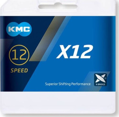 Цепь KMC X12 12 скоростей, замок (зеленый 126 звеньев)