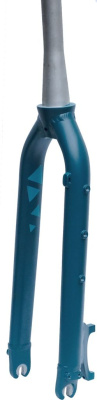 Жесткая алюминиевая вилка Format 5221 1-1/8-1.5 28&quot; (бирюзовый 223 мм эксцентрик 9 мм шток 1 1/8&quot;-1.5&quot; (28.6 мм - 38.1 мм), алюминий для дисковых тормозов)