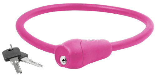 Велозамок M-wave ACME, комплект ключей, трос 12x600 мм (розовый)