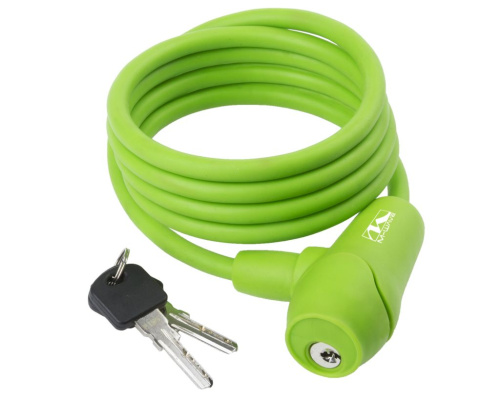 Велозамок M-wave ACME, комплект ключей, трос 8x1500 мм (зеленый)