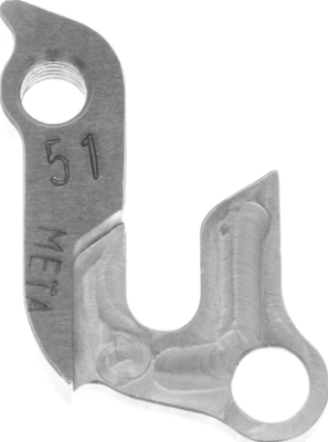 Держатель заднего переключателя &quot;петух&quot; Meta №51 фрезерованный (серебристый)