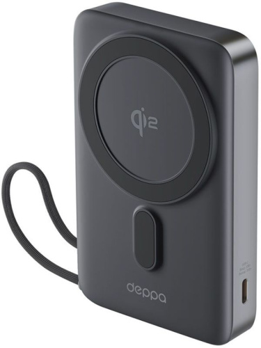 Внешний аккумулятор Deppa NRG MagSafe Qi2 10000 mAh серый