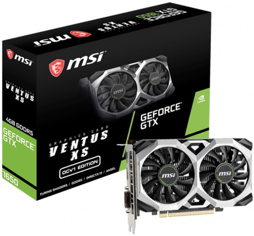 Видеокарта PCI-E MSI GeForce GTX 1650 GTX 1650 VENTUS XS 4G OCV1 4GB GDDR5 128bit 12nm 1485/8000MHz DVI/HDMI/DP RTL