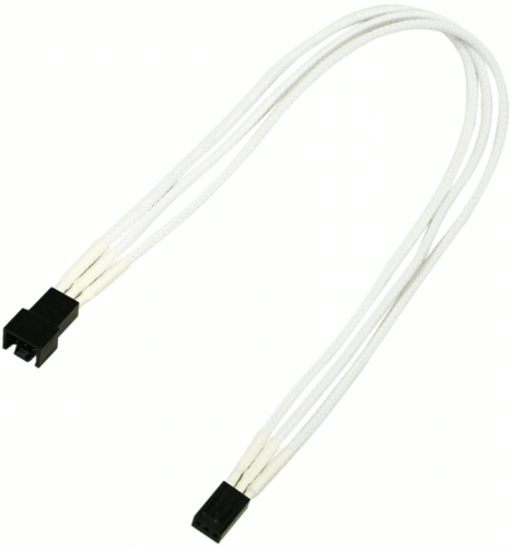Удлинитель Nanoxia NX3PV3EW 3-pin, 30см, индивидуальная оплетка, белый