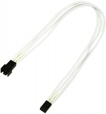 Удлинитель Nanoxia NX3PV3EW 3-pin, 30см, индивидуальная оплетка, белый