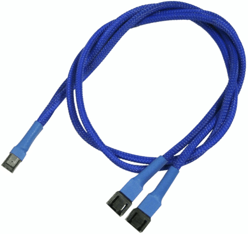 Разветвитель Nanoxia NX3PY60B 3-pin в 2 х 3-pin, 60см, синий
